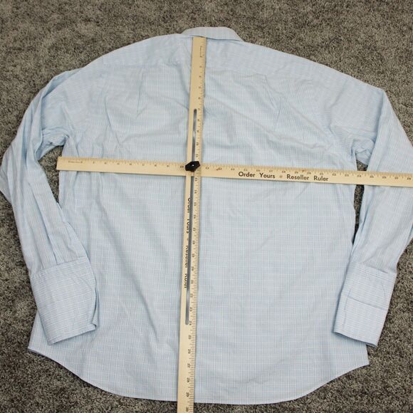 Charles Tyrwhitt Shirt Mens 17/35 Blue Check Slim Fit Button Up Long Sleeve - Picture 5 of 7